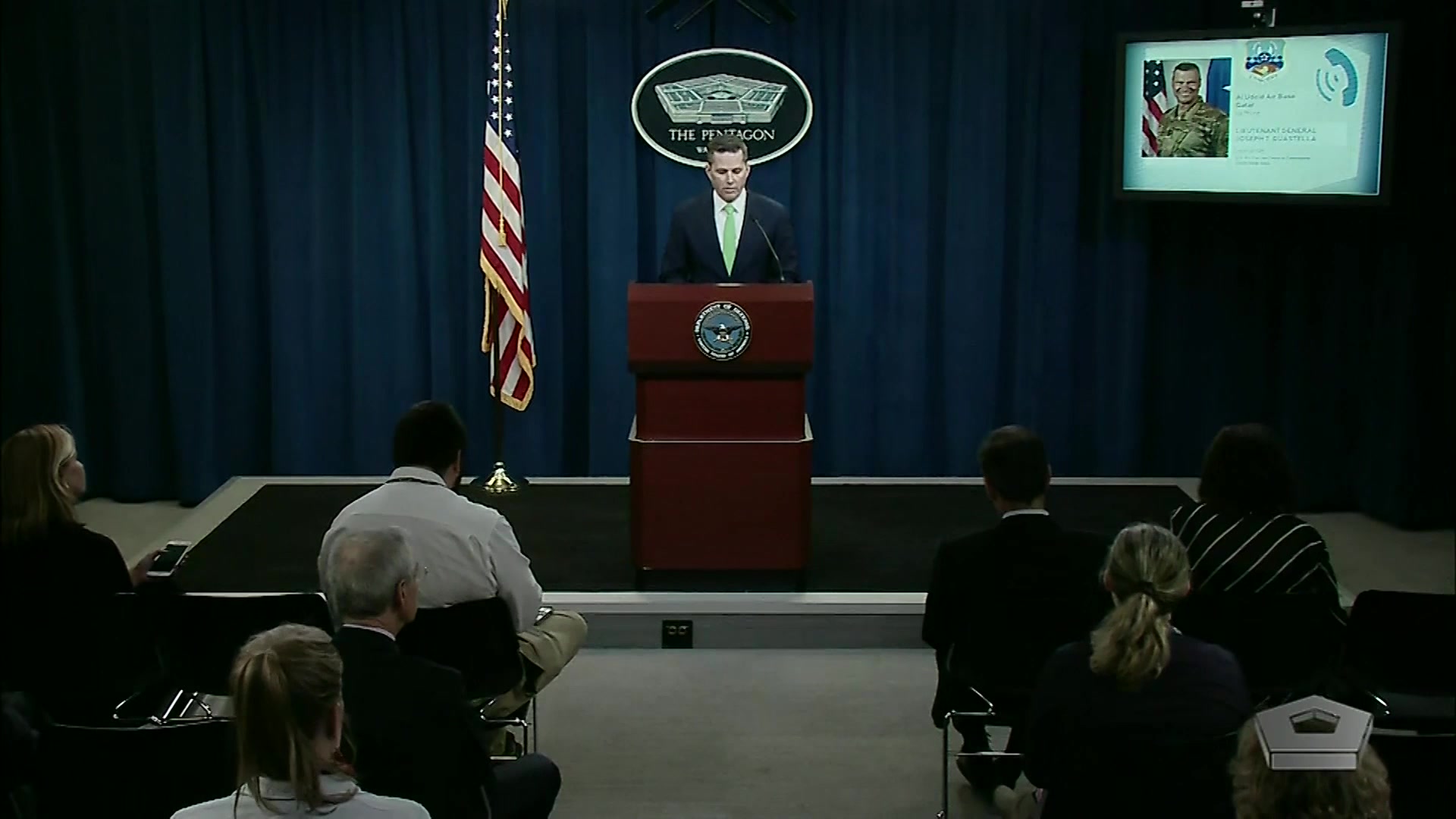 DOD Spokesperson briefs reporters at the Pentagon concerning a U.S. drone shot down by Iranian weapons, June 20, 2019.
