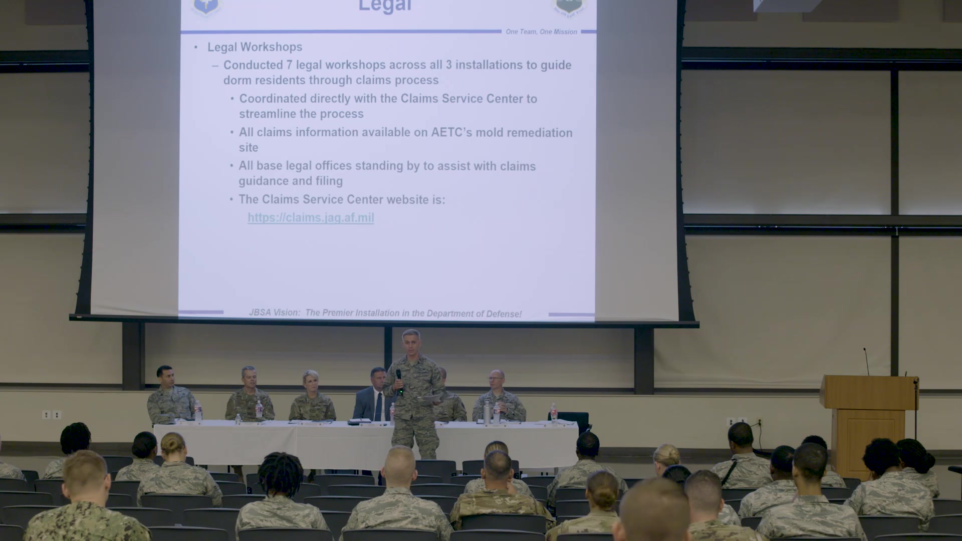 August's town hall meeting allowed the Airmen to ask questions and discuss dorm remediation.