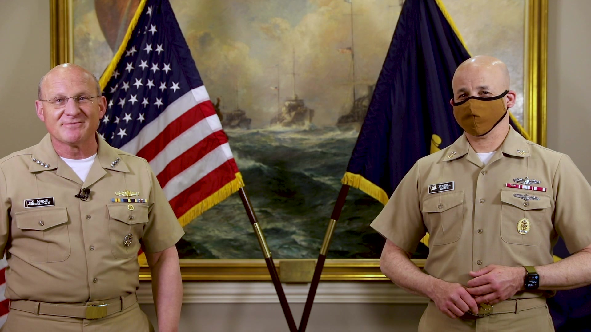 210126-N-TR763-2001 WASHINGTON (Jan. 26, 2021) A video slate for Chief of Naval Operations (CNO) Adm. Mike Gilday and Master Chief Petty Officer of the Navy (MCPON) Russ Smith's message to the Fleet regarding the COVID-19 vaccine. (U.S. Navy Graphic by Chief Mass Communication Specialist Nick Brown/Released)
