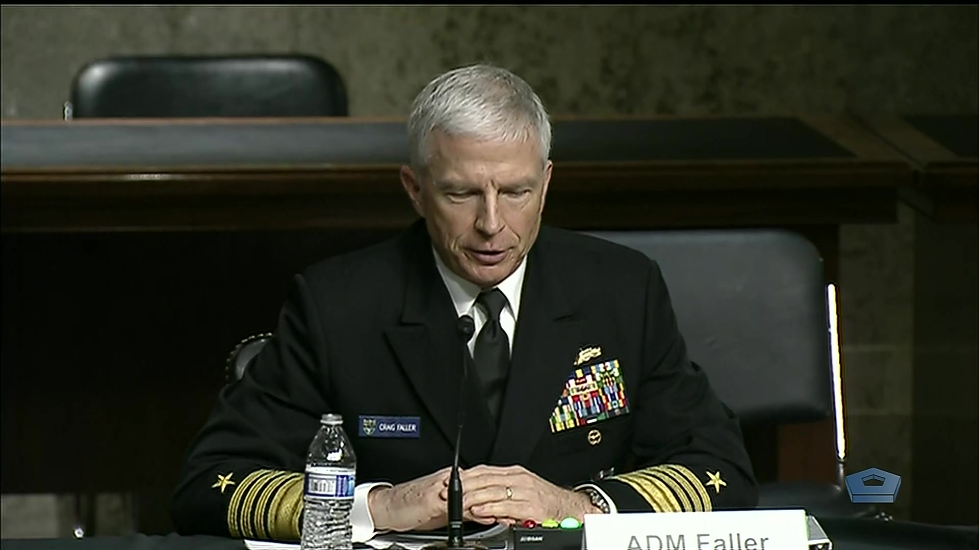Air Force Gen. Glen D. VanHerck, commander of the U. S. Northern Command and North American Aerospace Defense Command, and  Navy Adm. Craig S. Faller, U.S. Southern Command commander, testify before the Senate Armed Services Committee, March 16, 2021.
  
