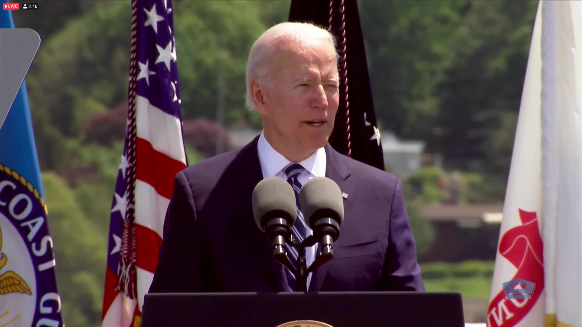 President Joe Biden delivers the commencement address during the U.S. Coast Guard Academy graduation ceremony, May 19, 2021.
 
