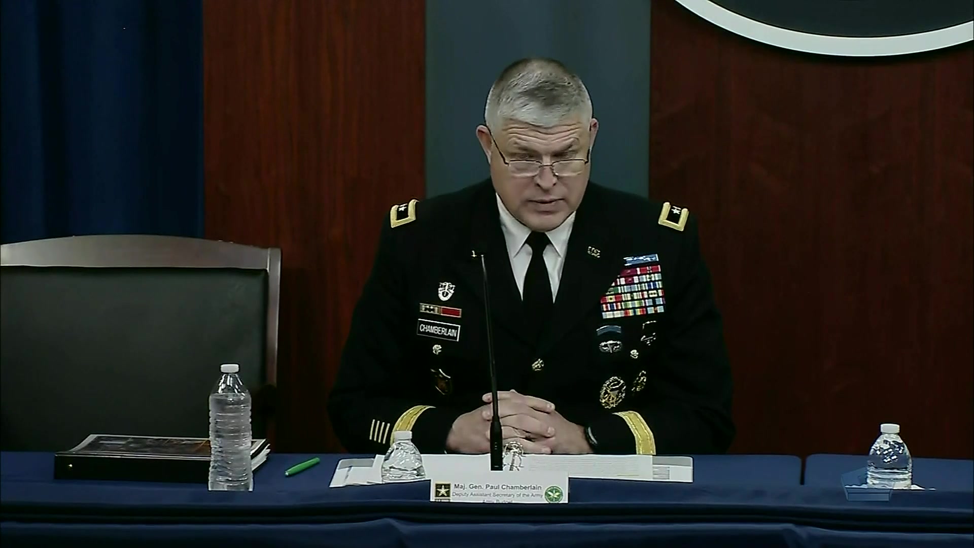 Army Maj. Gen. Paul Chamberlain, director of Army budget for the assistant secretary of the Army for financial management 
and comptroller briefs the news media on President Joe Biden’s fiscal 2022 defense budget, May 28, 2021.