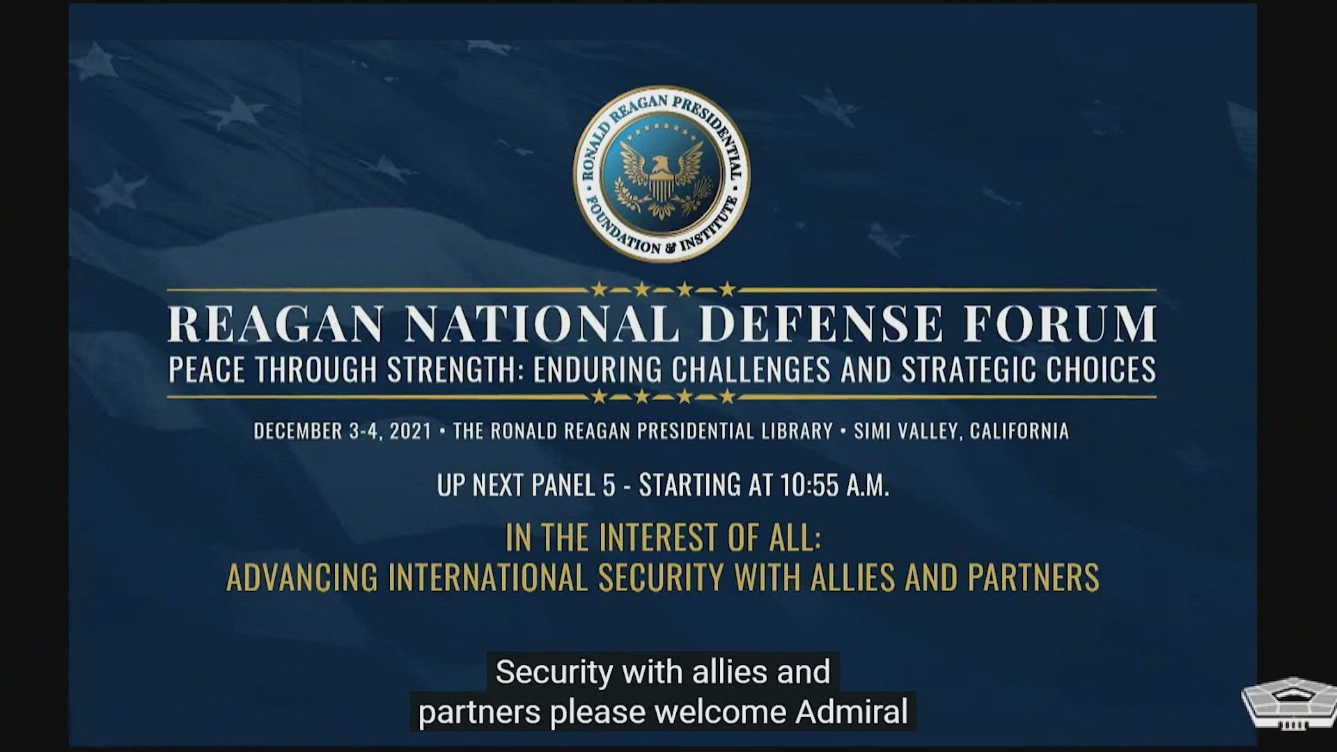 Navy Adm. John Aquilino, commander of U.S. Indo-Pacific Command, and Army Gen. Laura Richardson, commander U.S. Southern Command, participate in a panel discussion on international security at the Reagan National Defense Forum. The forum offers the defense community a chance to discuss and debate how the United States can lead the world in an era of increasingly complex challenges and opportunities.