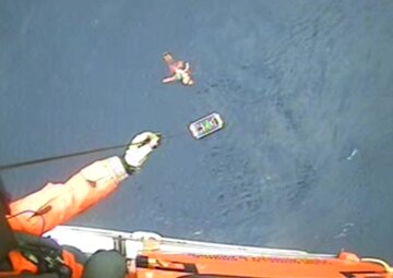 Coast Guard crews rescued two individuals from a 24-foot sailing vessel in distress approximately 31 miles off Morro Bay, Calif., May 30, 2017