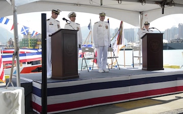  The Coast Guard Cutter Galveston Island (WPB 1349), a 110-foot island class patrol boat, was decommissioned after nearly 26 years of service as part of recapitalization efforts during a ceremony at Coast Guard Base Honolulu, March 16, 2018. Its years of service included numerous law enforcement cases, safety and security enforcement patrols, presidential security operations, and a variety of noteworthy rescues at sea. (U.S. Coast Guard b-roll video by Petty Officer 2nd Class Tara Molle/Released) 