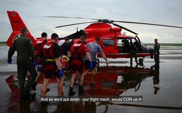 Lt. Cmdr. Simon Greene, an MH-60 Jayhawk helicopter pilot at Coast Guard Air Station Cape Cod, talks about his experience responding to Hurricane Harvey. Coast Guard crews from around the country, including the Northeast, responded to the disaster and rescued more than 11,000 people.