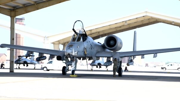 <em>One of the A-10s at Whiteman AFB prior to taking off for the game (U.S. Air Force)</em>