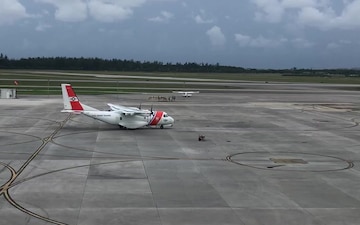 Video of Air Station Miami HC-144 Ocean Sentry crew taking off from Opa-locka, Florida to Haiti, Aug. 15, 2021. Our helicopters and aircrews are transporting medical personnel and evacuating those requiring higher levels of care. (U.S. Coast Guard video by Lt. Cmdr. Corey McPartlin)