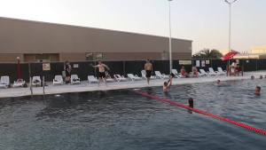 Deployed U.S. Army Central Teammates Celebrate Pool Opening and Labor Day Together