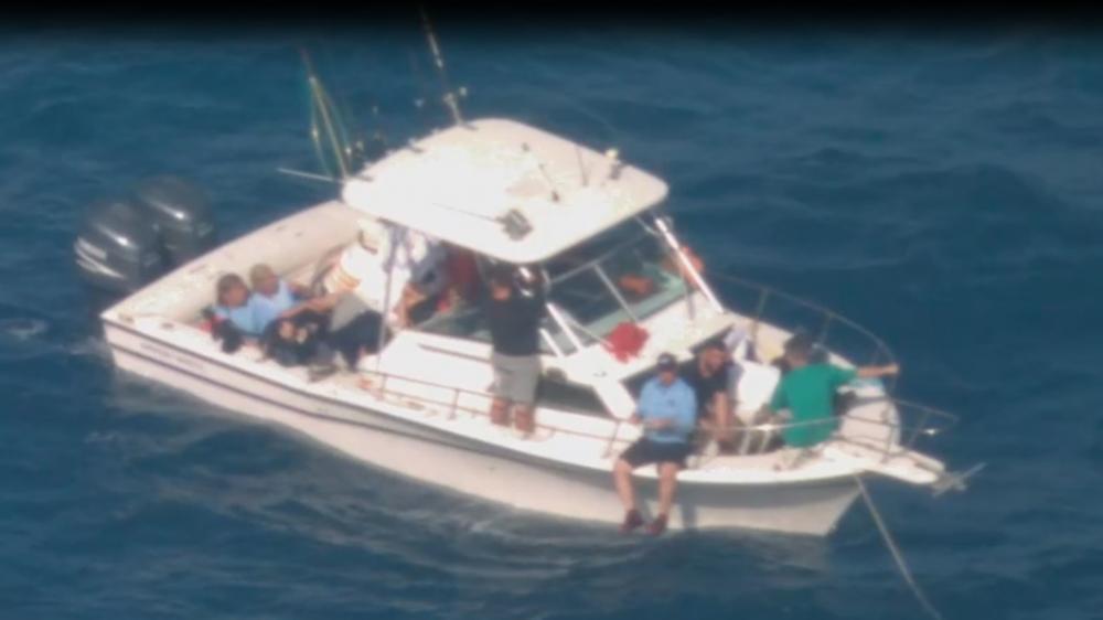 A Customs and Border Protection Air and Marine Operations flight crew spotted a suspicious vessel with twin outboard engines approximately 20 miles west of Anguilla Cay, Bahamas, Dec. 5, 2021. A suspected smuggling venture, one person was transferred to U.S. Border Patrol for further investigation. (Customs and Border Protection Air and Marine Operations photo)