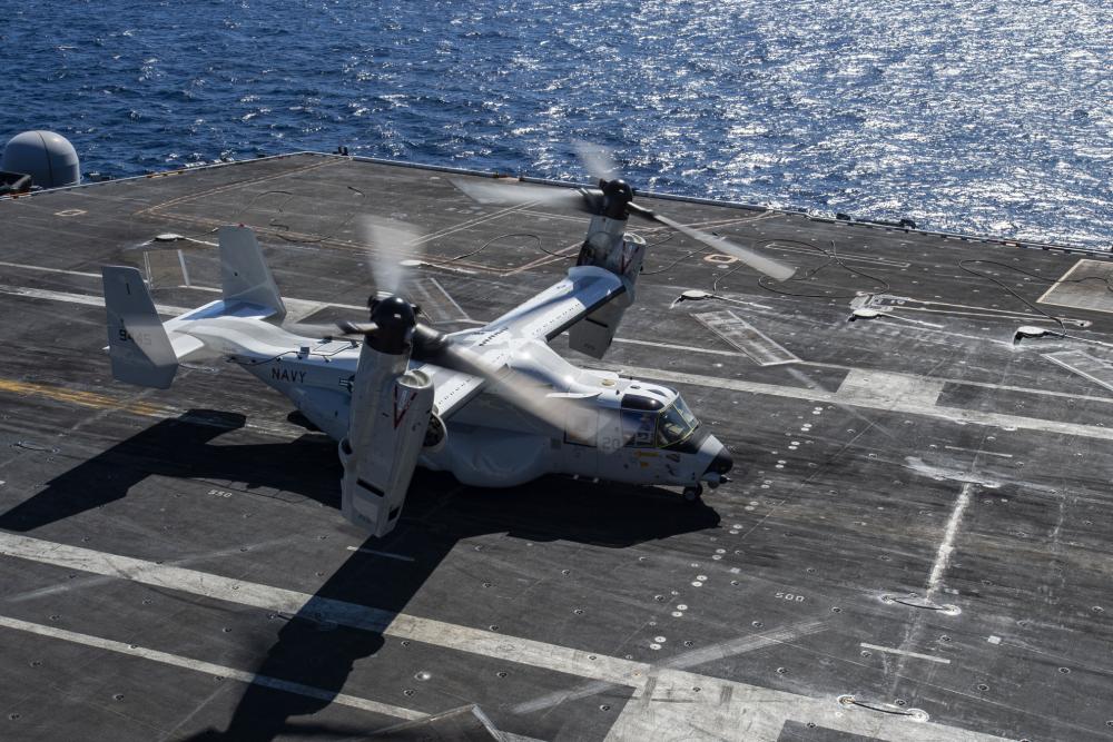 CMV-22B Osprey Lands On The USS Nimitz