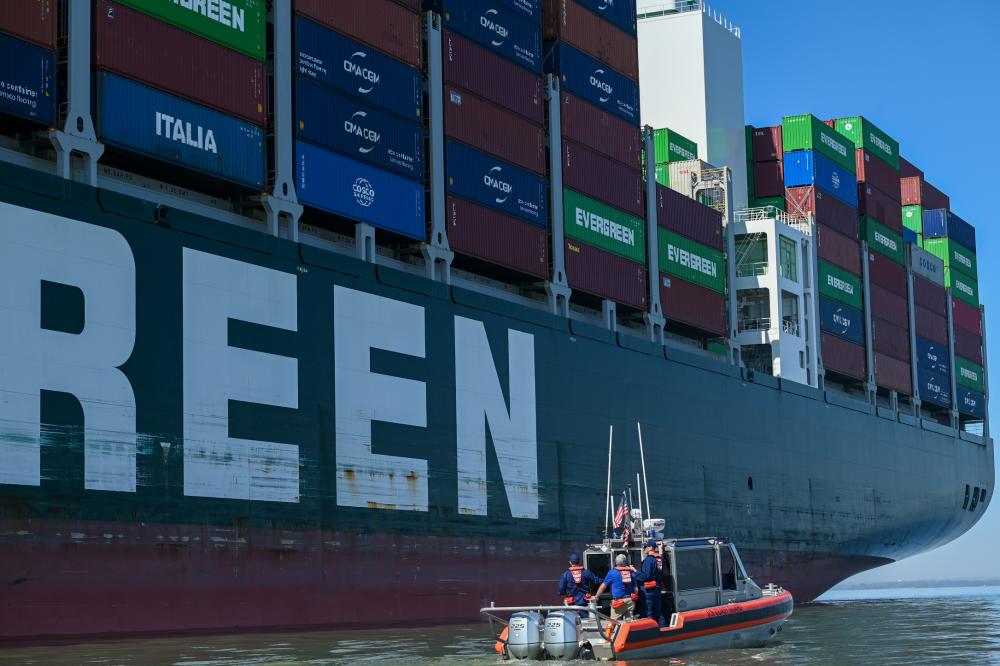 Coast Guard monitors grounded container ship in Chesapeake Bay