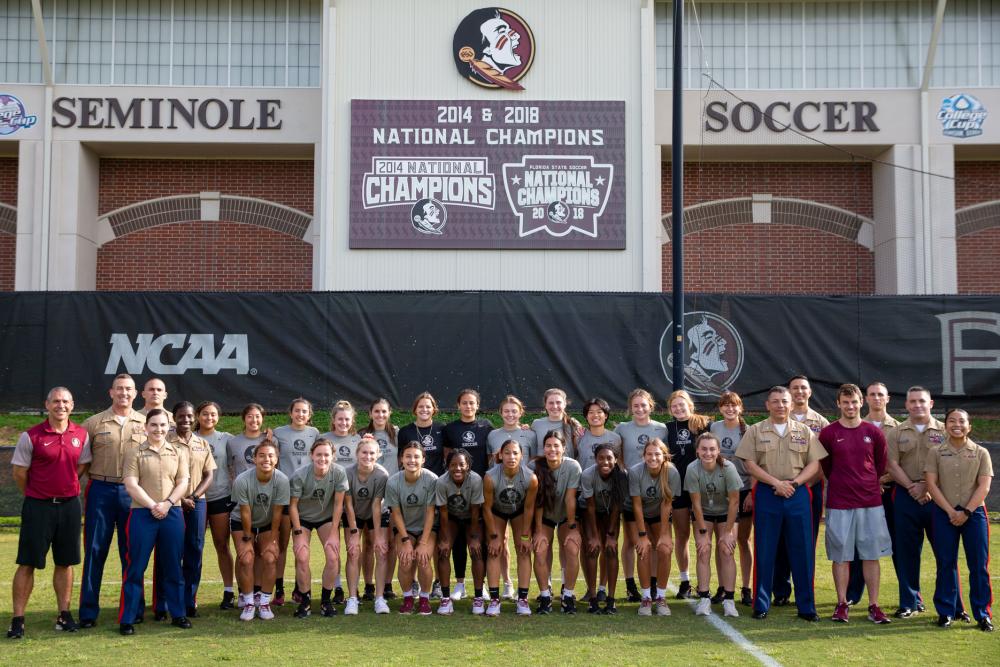 6th Marine Corps District Marines visit Florida State Seminoles women's soccer team