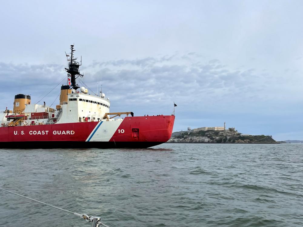 Coast Guard Cutter Polar Star enters the San Francisco Bay following 147-day Antarctic deployment