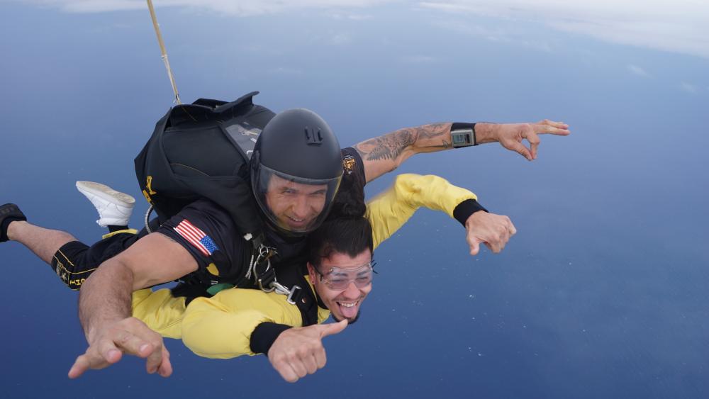 The U.S. Army Parachute Team jumps in Puerto Rico