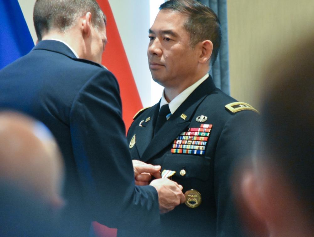 Army Major Gen. Garrett Yee receives a Defense Superior Service Medal