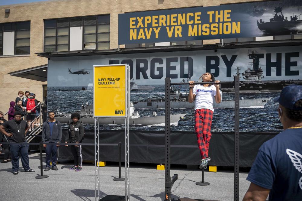 The virtual reality asset the “Nimitz” activation at Libery High School