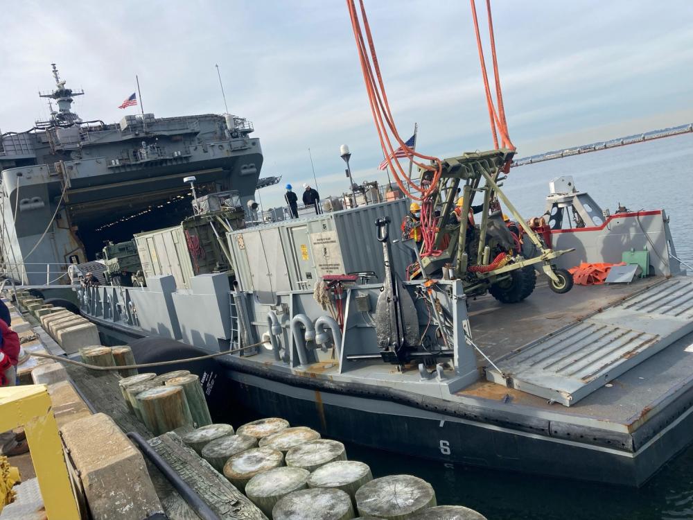 Mobile Utilities Support Equipment Technicians Assist USS Kearsarge at Norfolk Naval Station