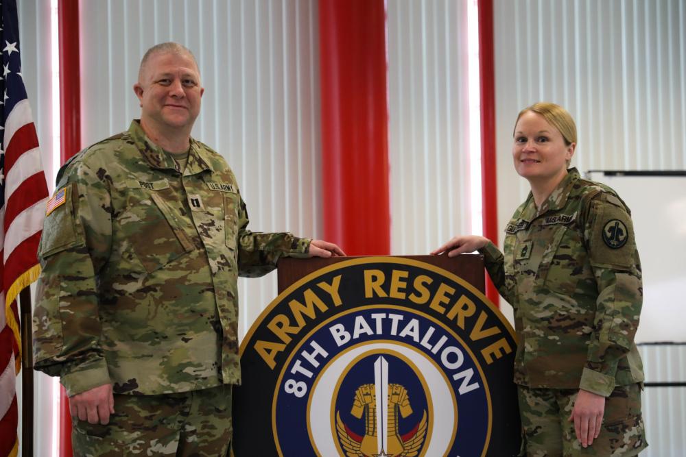 U.S. Army Capt. Post (right) and Master Sgt. Guenther pose for the camera