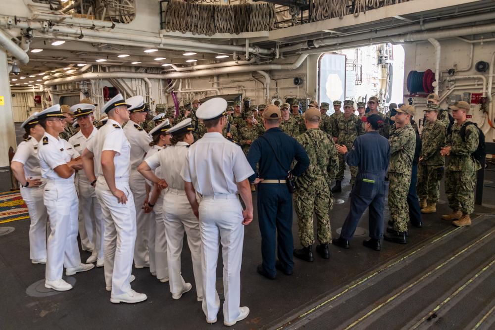 USNA Midshipmen tour USS Portland (LPD 27)