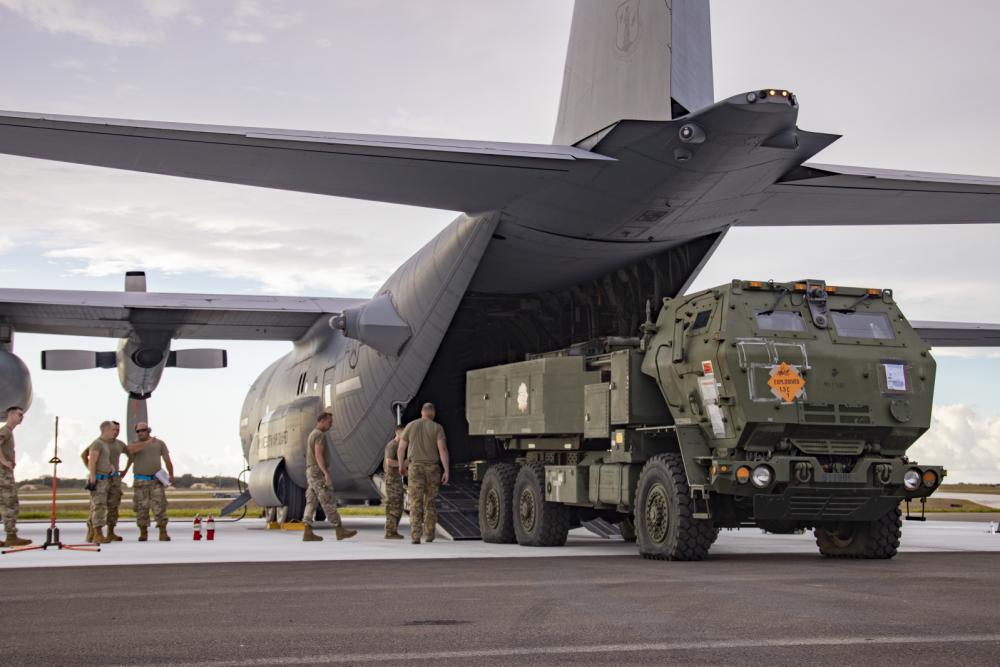 HIMARS load in Air National Guard C130 Hercules
