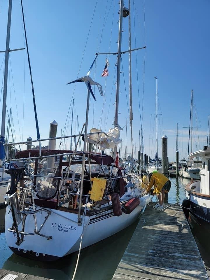 Pictured here is the sailboat Kyklades, which along with its two operators became the subject of Coast Guard search and rescue efforts. Anyone with information concerning the whereabouts of this vessel or its operators, Yanni Nikopoulos and Gale Jones, are encouraged to contact the Fifth Coast Guard District at 757-398-6390. (U.S. Coast Guard photo.)
