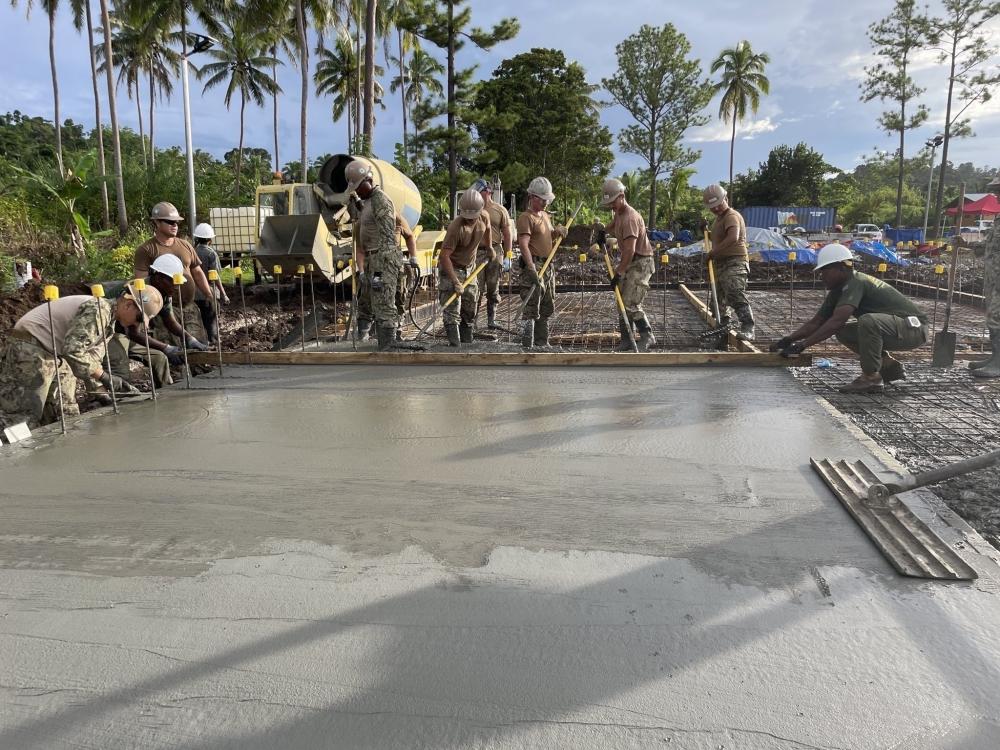 U.S. Navy Seabees with Pacific Partnership 2022 Build School with Fijian Army Engineers
