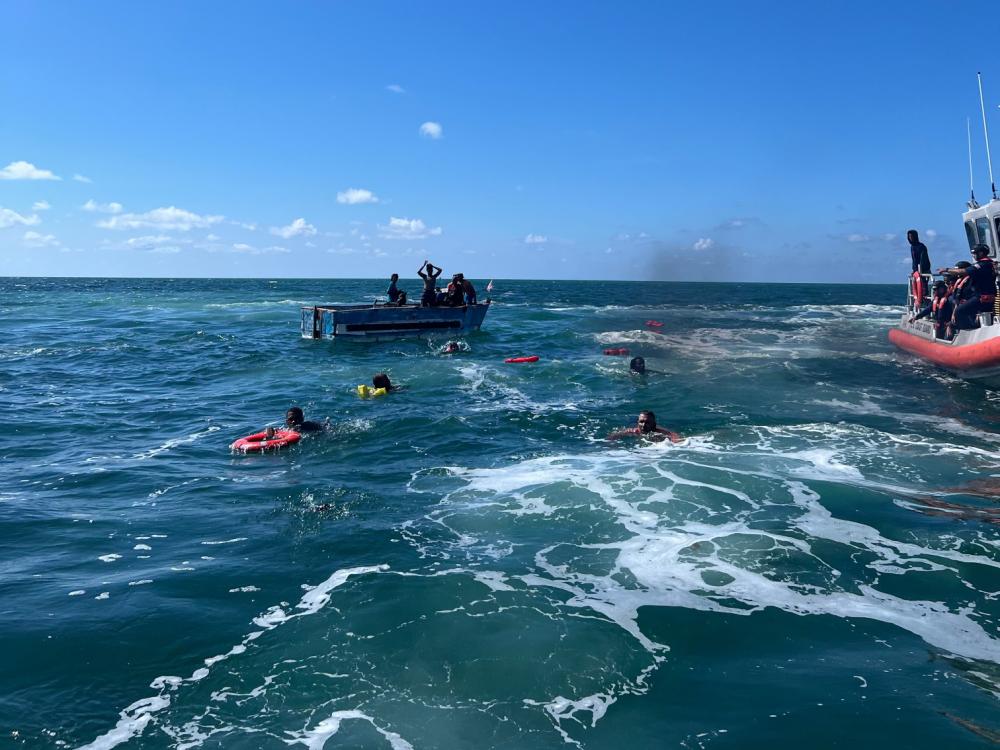 A Coast Guard Station Key West rescued people in the water about 3 miles south of Key West, Florida, July 6, 2022. The Cubans were repatriated to Cuba on July 8, 2022. (U.S. Coast Guard photo by Station Key West's crew) 