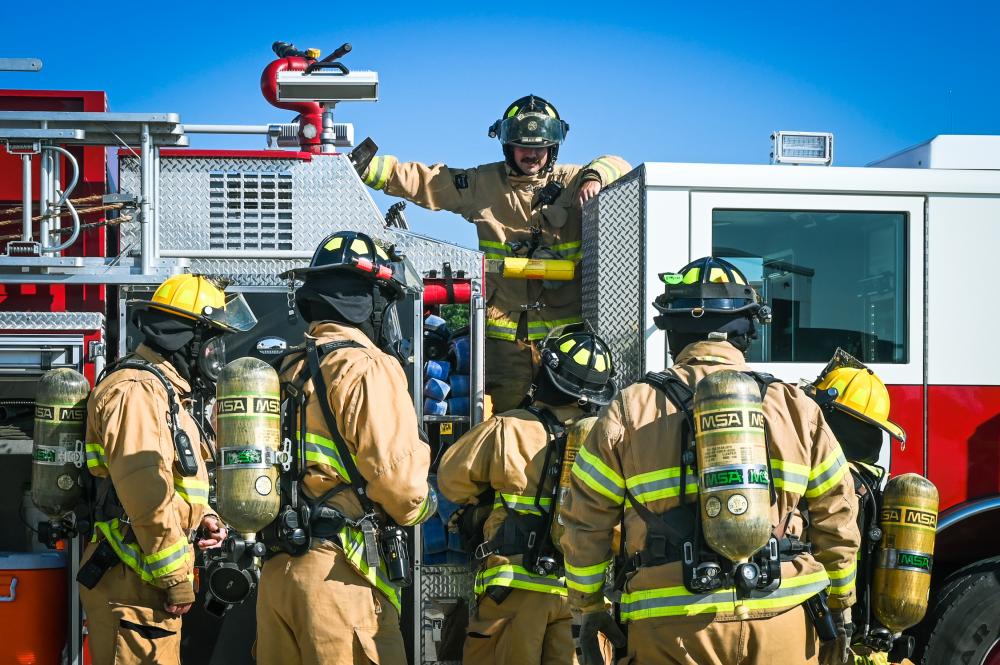 155th firefighters practice spill exercise