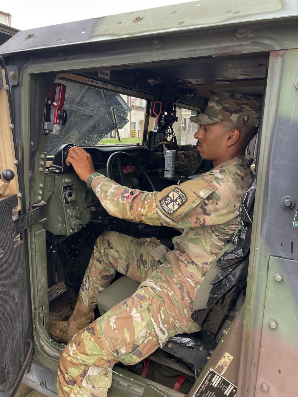 Cadet Checks Vehicle Dashboard