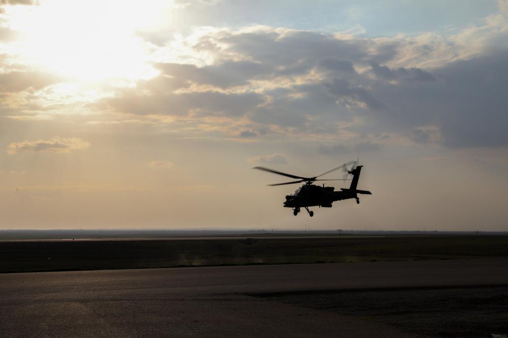 11th CAB AH-64 Apache takes off for mission