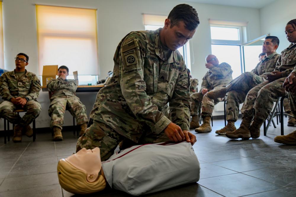 3rd Armored Brigade Combat Team, 1st Cavalry Division Soldiers Participate in a CPR Class.
