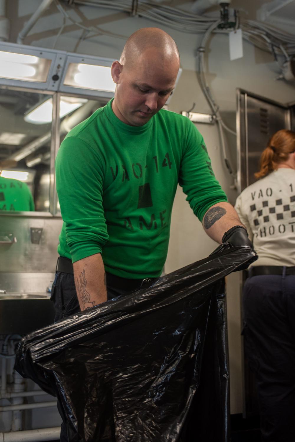 USS Ronald Reagan (CVN 76) Sailors participate in cleaning stations