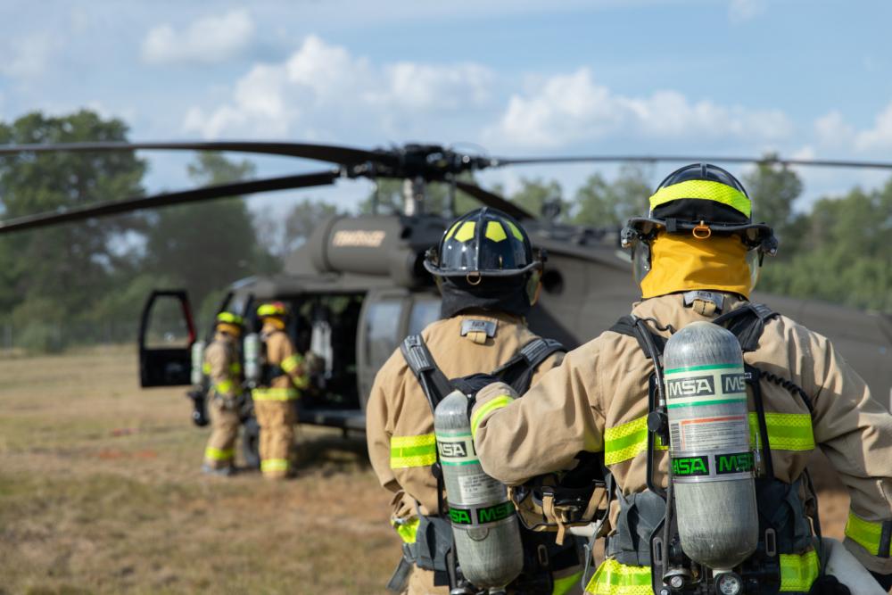 1-230th Assault Helicopter Battalion trains with Camp Grayling Firefighters during Northern Strike 22
