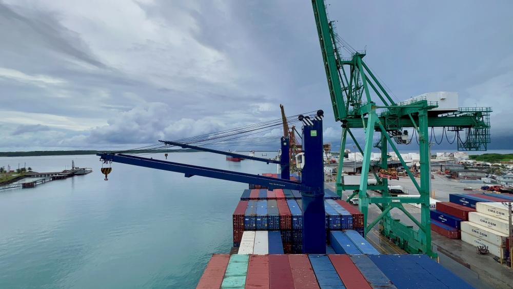 Port of Guam as seen from the fly bridge of the CMA CGM Herodote