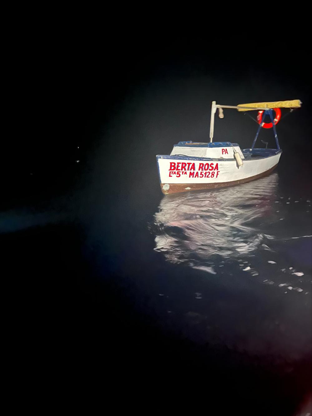 A Customs and Border Protection Air and Marine Operations aircrew alerted Sector Key West watchstanders of this fishing vessel about 12 miles south of Boot Key, Florida, Aug. 15, 2022. The people were repatriated to Cuba on Aug. 19, 2022. (U.S. Coast Guard photo)