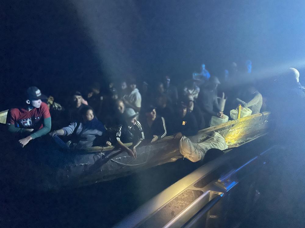 A Customs and Border Protection Air and Marine Operations aircrew alerted Sector Key West watchstanders of this disabled vessel about 26 miles south of Stock Island, Florida, Aug. 17, 2022. The people were repatriated to Cuba on Aug. 20, 2022. (U.S. Coast Guard photo)