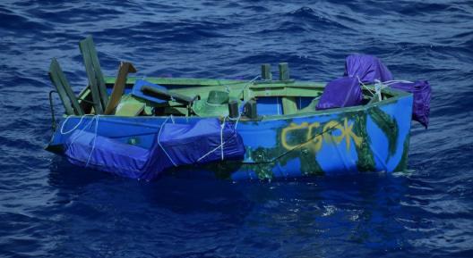 An interdicted migrant vessel approximately 17 miles south of Big Pine Key, Florida, Aug. 19, 2022. The people were repatriated to Cuba on Aug. 23, 2022. (U.S. Coast Guard photo)