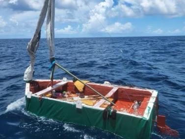 A good Samaritan notified Sector Key West watchstanders of this migrant vessel about 10 mile south of Duck Key, Florida, Aug. 20, 2022. The people were repatriated to Cuba on Aug. 23, 2022. (U.S. Coast Guard photo)
