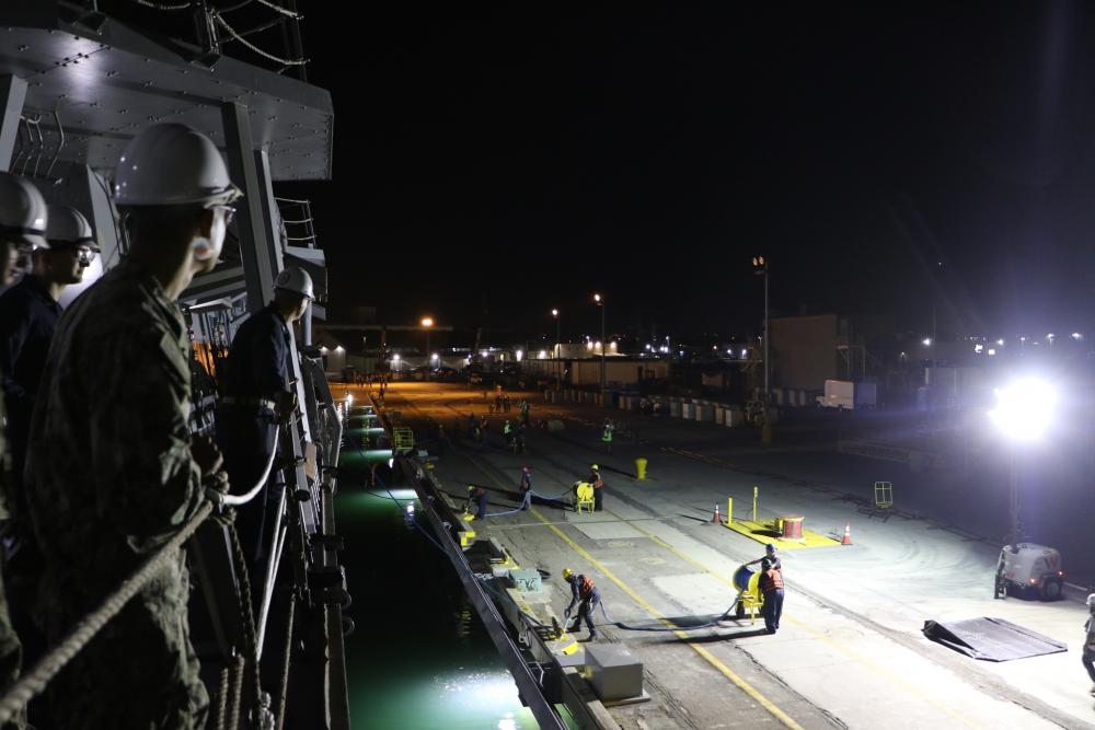 USS Stethem pulls into graving dock