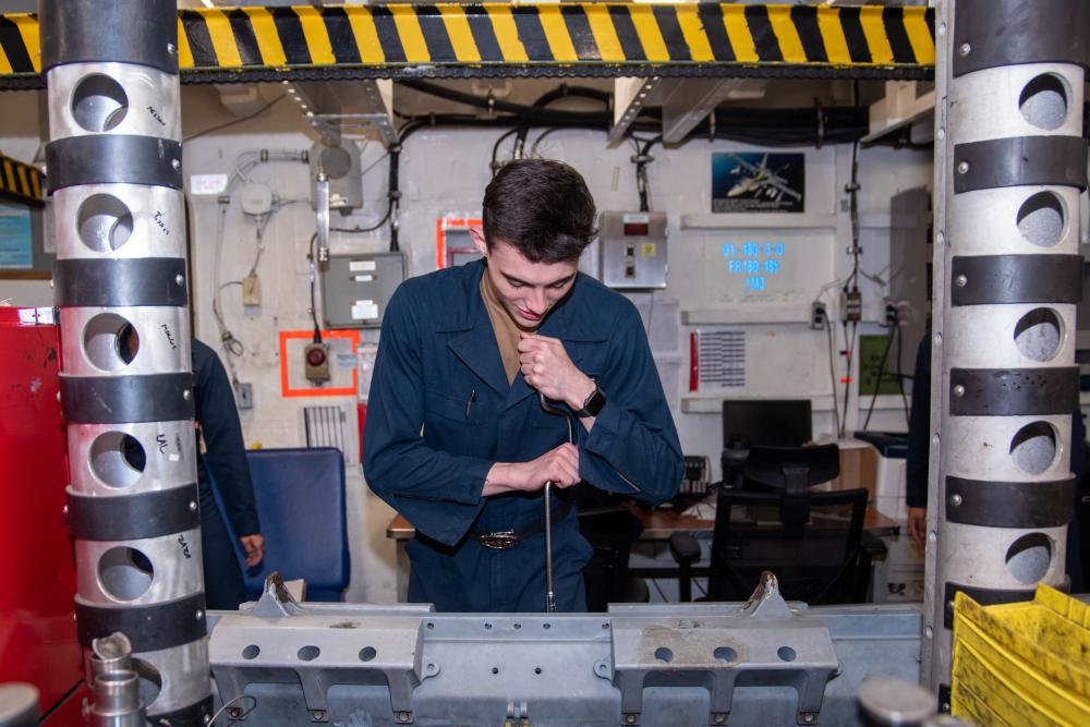 USS Ronald Reagan (CVN 76) conducts ordnance maintenance
