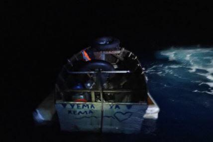 Coast Guard Cutter William Trump's crew alerted Sector Key West watchstanders of this migrant vessel, about 50 miles south of Cudjoe Key, Florida, Oct. 4, 2022. The people were repatriated on Oct. 7, 2022. (Coast Guard courtesy photo)