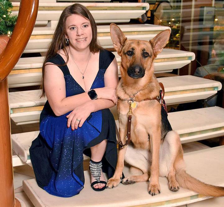 Meagan Gorsuch with her service dog Henna