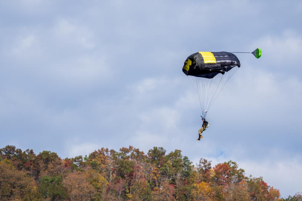 The U.S. Army Parachute Team makes history with first B.A.S.E. jumps at Bridge Day