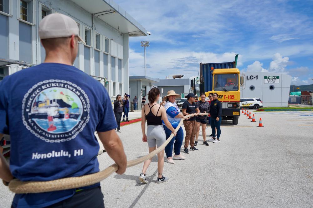 Guam partners observe port's anniversary with tractor-trailer pull