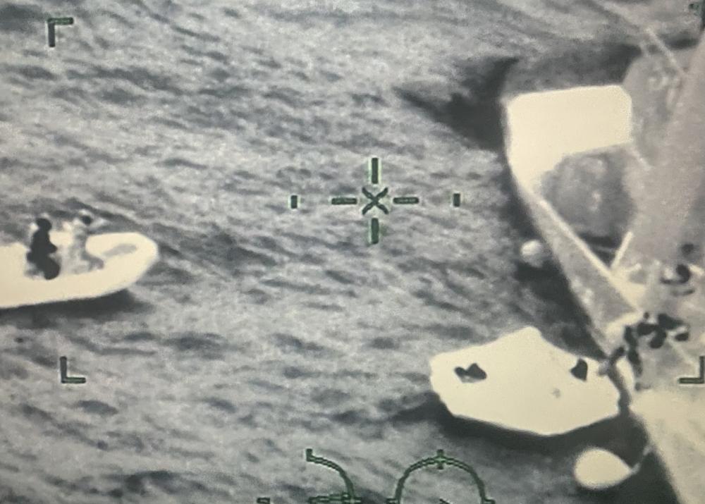 The Coast Guard and good Samaritans rescued 13 people from the 115-foot fishing vessel, Tremont, Oct. 28, 2022 after the fishing vessel and a container vessel reportedly collided 63 miles southeast of Chincoteague, Virginia. 