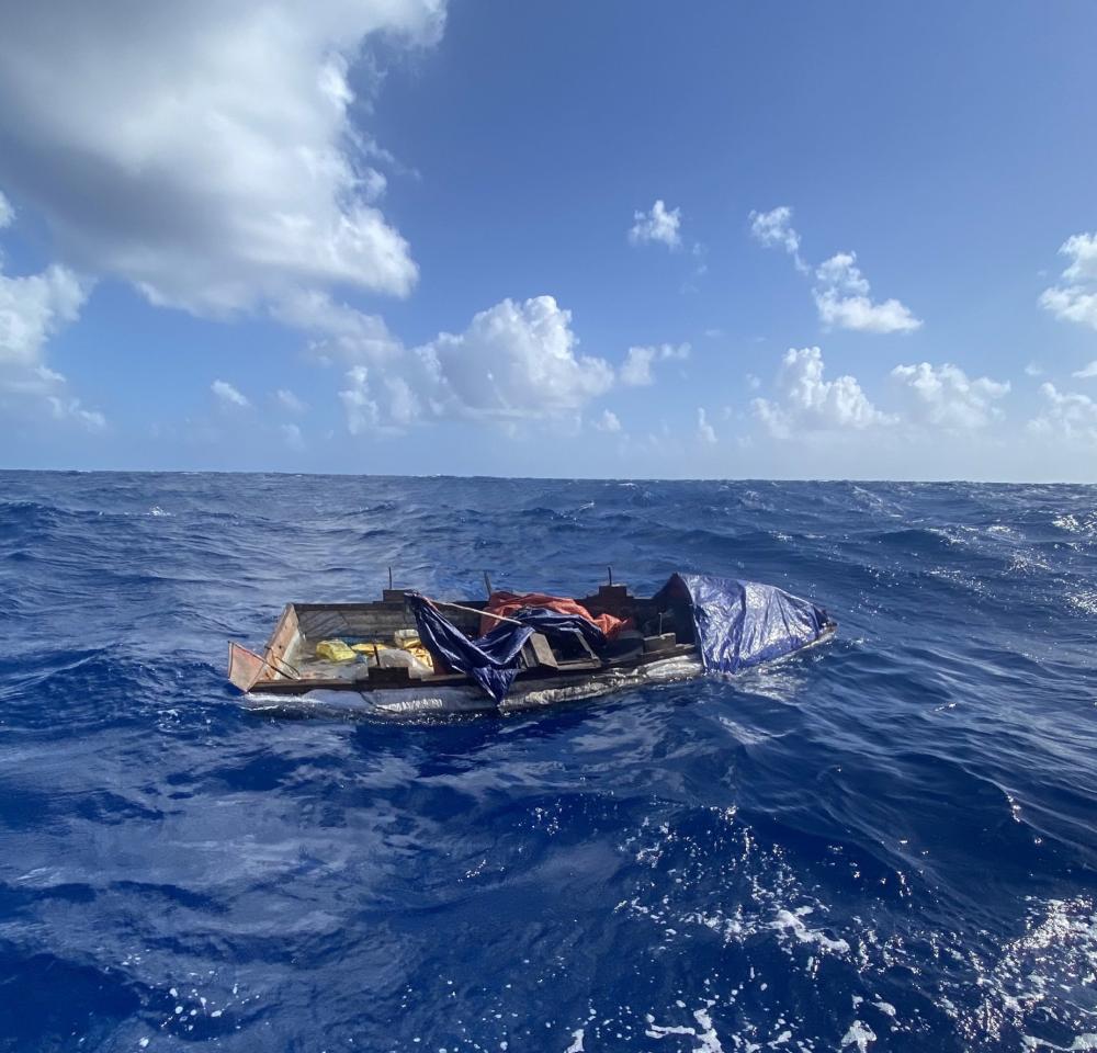 A good Samaritan notified Sector Key West watchstanders of this migrant vessel about 10 miles south of Lower Matecombe Key, Florida, Nov. 7, 2022. The people were repatriated on Nov. 12, 2022. (U.S. Coast Guard photo)