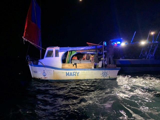 A Customs and Border Protection Air and Marine Operations flight crew alerted Sector Miami watchstanders of this migrant vessel, Sunday about 10 miles southeast of Government Cut, Florida. The people were repatriated to Cuba on Nov. 16, 2022. (U.S. Coast Guard photo)