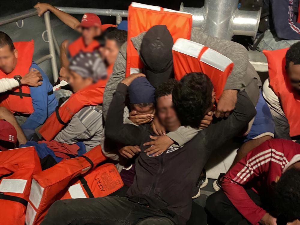 Migrants rescued about 6 miles south of Big Pine Key, Florida, Nov. 28, 2022. The people were repatriated on Dec. 5, 2022. (U.S. Coast Guard photo by Station Key West's crew)  