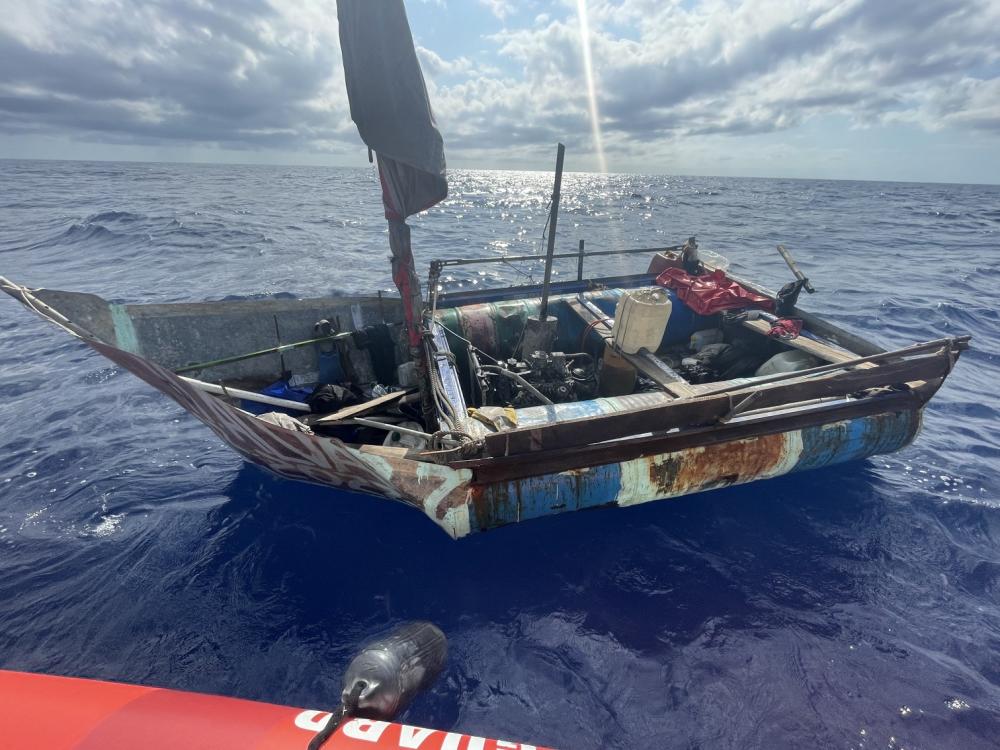 A good Samaritan alerted Sector Key West watchstanders of a migrant vessel about 10 miles south of Boot Key, Florida, Dec. 6, 2022. The people were repatriated to Cuba on Dec. 8, 2022. (U.S. Coast Guard photo by Station Marathon's crew)